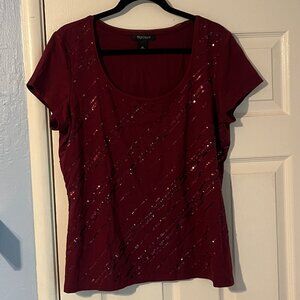 White House Black Market Maroon Sequined Top